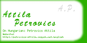 attila petrovics business card